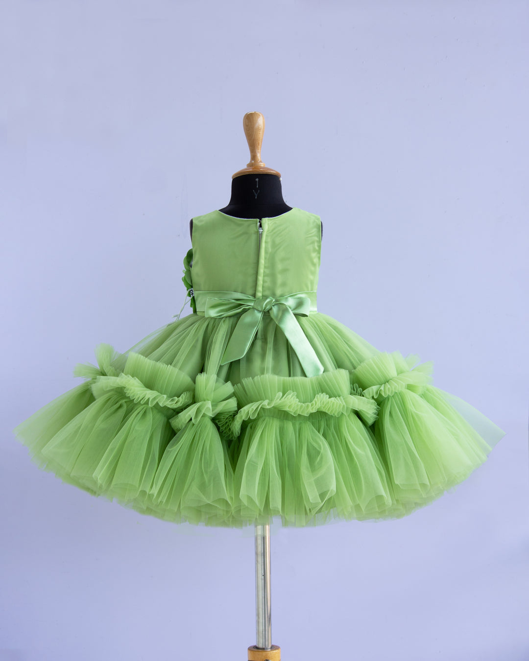 light green flower frock for baby girls, stanwells kids, partywear dresses online, birthday dresses for girls, liandli, nakshatra kids, janyas closet, handmade dresses for kids