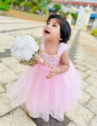 Baby Pink Sequins Handwork Premium Birthday Frock for Baby Girl – Stanwells Kids