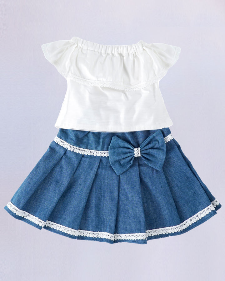 casual dresses for baby girls stanwells kids offwhite and blue shade  discount low cost dress skirt & top