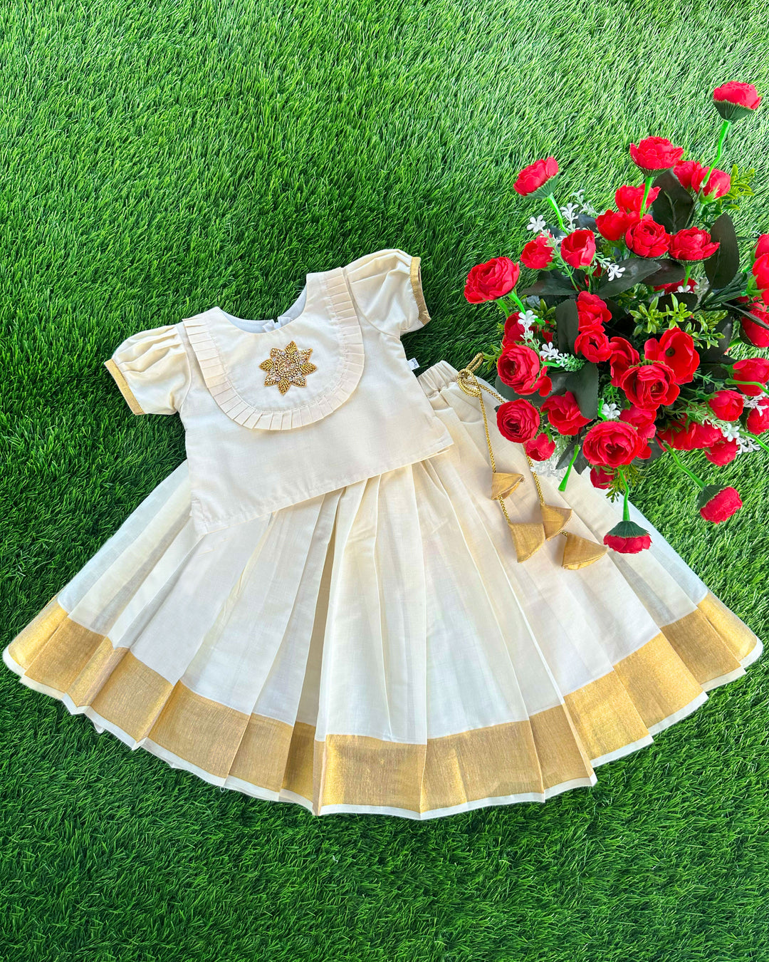 Lehenga Designs Baby Girl Dresses India Onam Special Kerala Kasavu