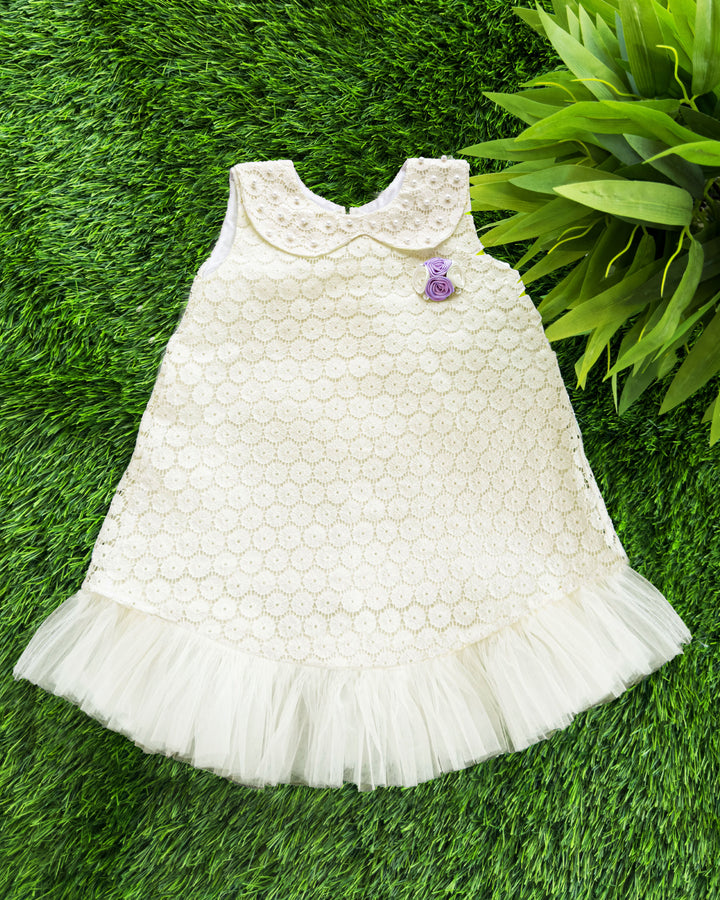 Off-white Shade Crocia A- line Party Perfect Frock