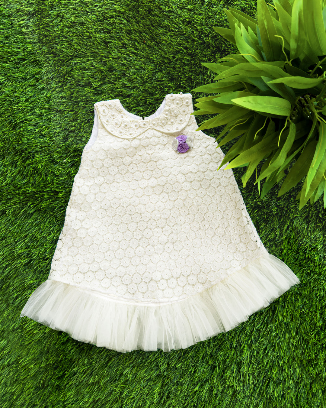 Off-white Shade Crocia A- line Party Perfect Frock