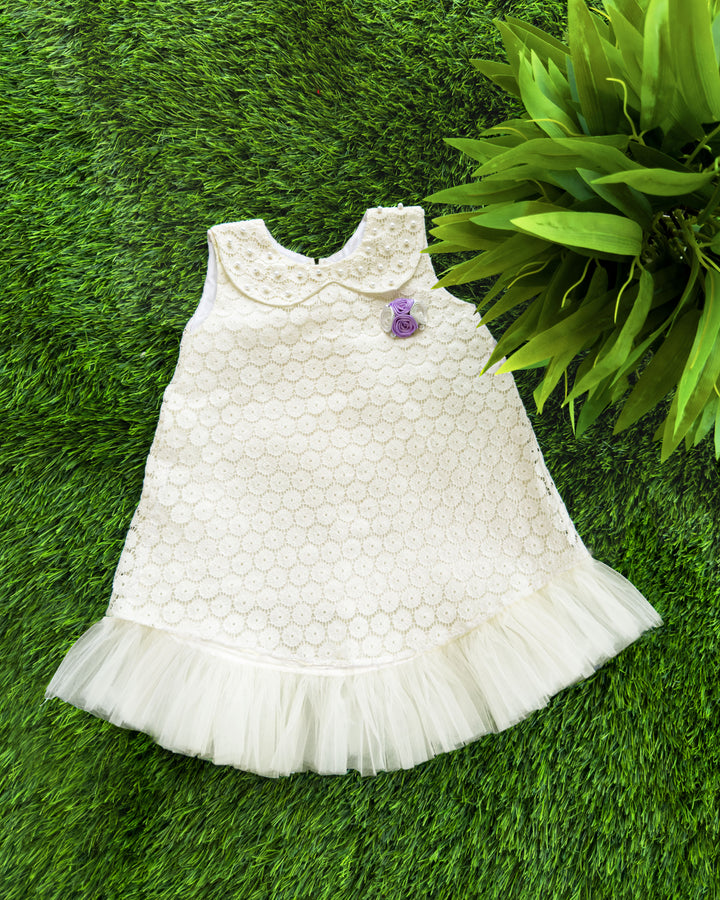 Off-white Shade Crocia A- line Party Perfect Frock