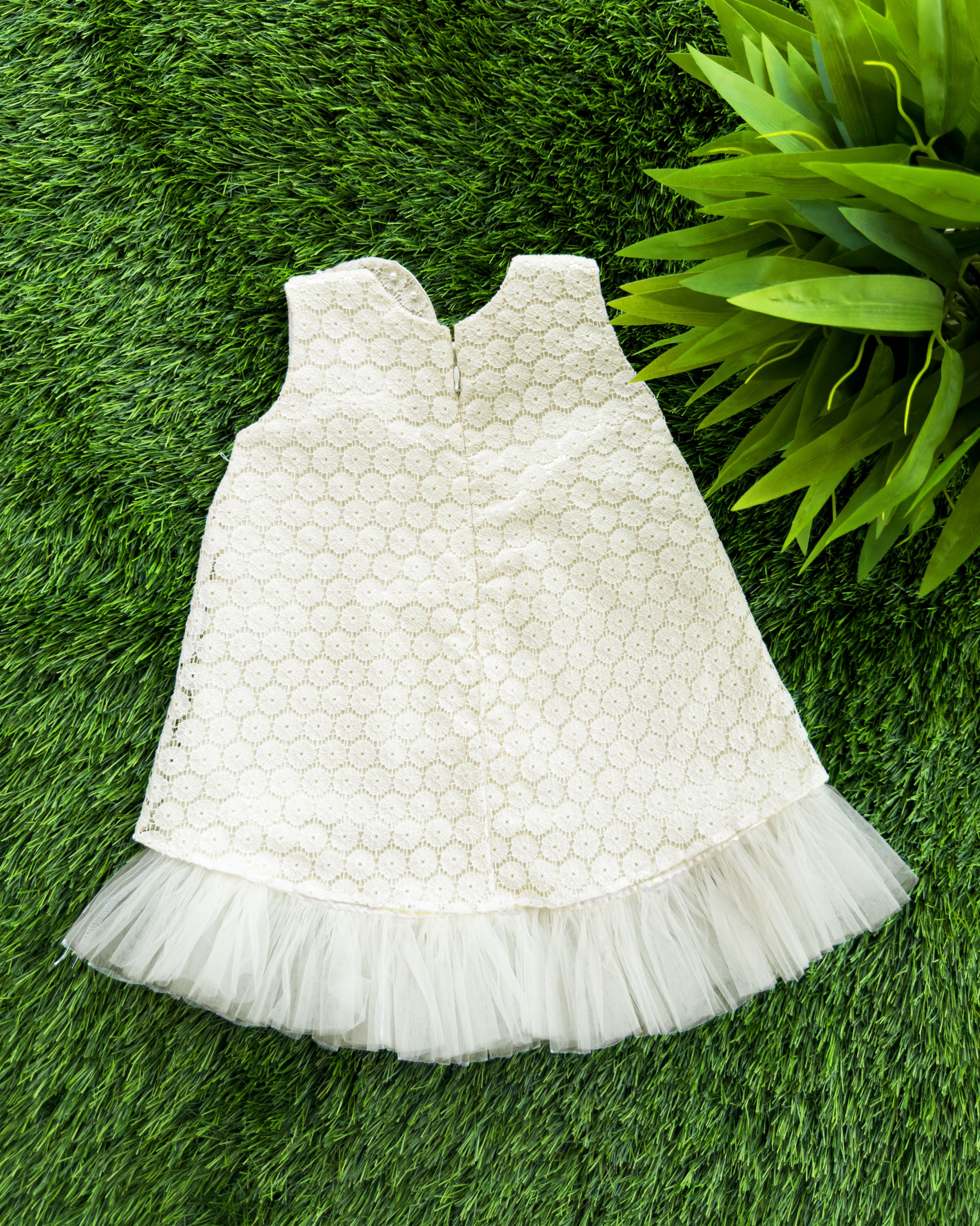 Off white Shade Crocia A line Party Perfect Frock Stanwells Kids