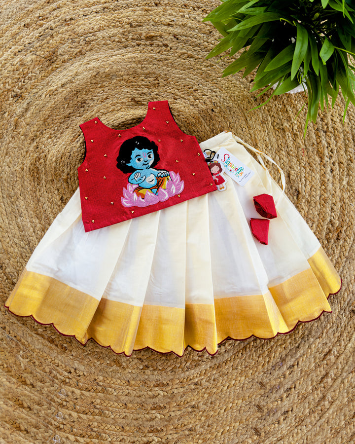 kalla krishnan, kunji krishnan, krishna dress for kids, bhagavan dress for kids, sreekrishnajayanthi dresses, handwork kerala lehenga, scalap edges, kerala dresses online buy