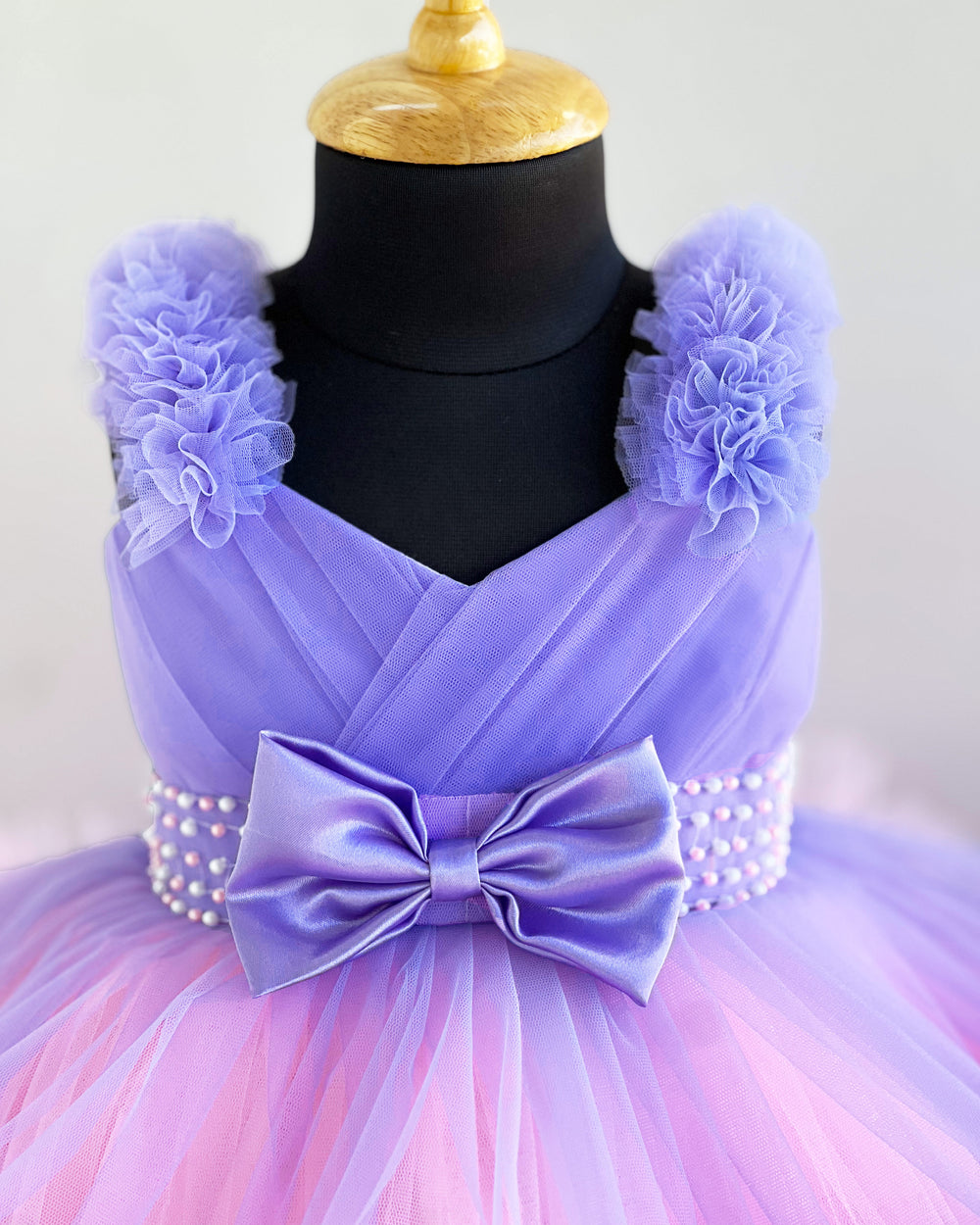 Lavender and Baby Pink Ruffled Birthday Frock – Partywear Dress for Girls by Stanwells Kids