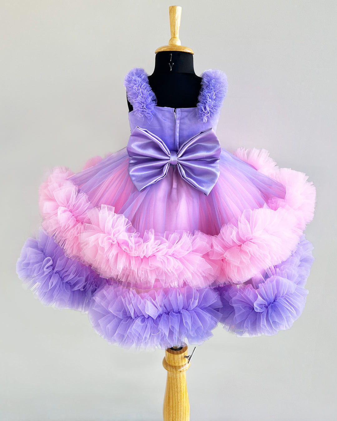 Lavender and Baby Pink Ruffled Birthday Frock – Partywear Dress for Girls by Stanwells Kids