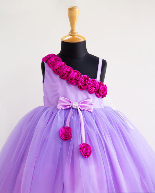 Lilac strap sleeve frock side view baby girl – Stanwells Kids