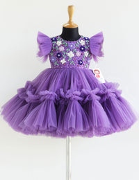 Pastel Lavender Handwork Birthday Frock for Baby Girl – Stanwells Kids
