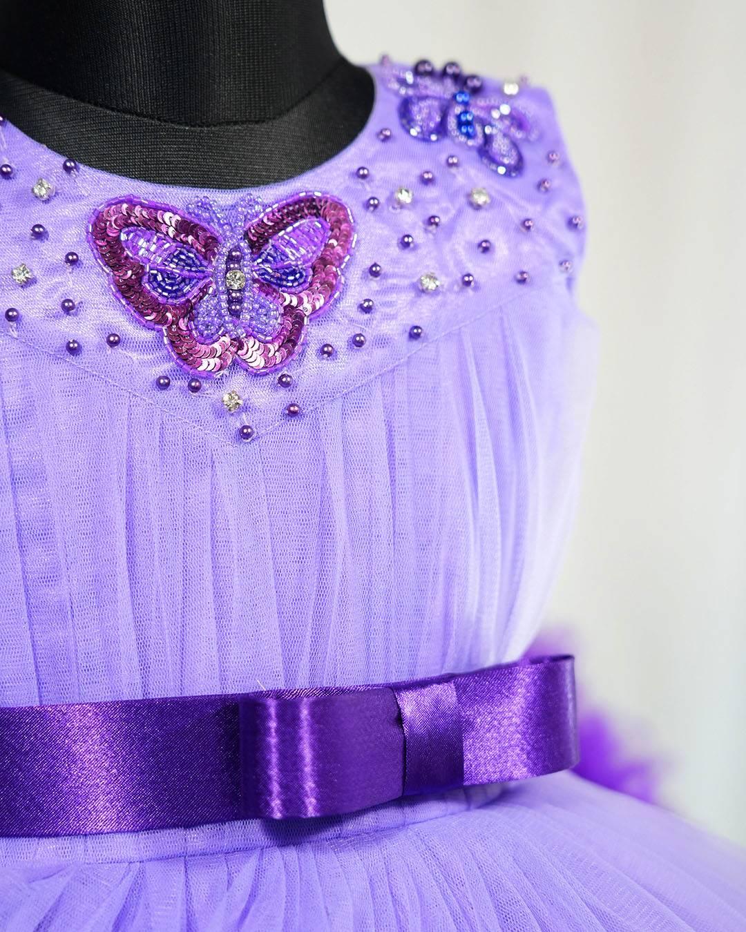 Lavender & Violet combo Heavy Ruffles Partywear Birthday Frock