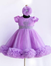 Lilac Handwork Pleated Ruffles Floor Length Birthday Gown for Baby Girl – Stanwells Kids