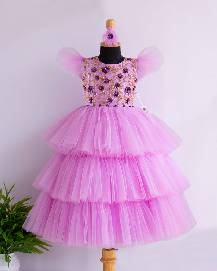 lilac baby girls kids full gown stanwells kids full handwork frock