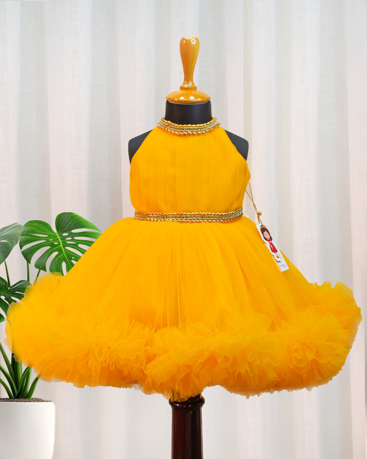 baby girl mango yellow birthday dress ruffled frock

mango yellow pleated halter neck frock for baby girl

baby girl partywear frock mango yellow ruffle dress

halter neck ruffled frock for baby girl birthday outfit

mango yellow kids frock for birthday photoshoot