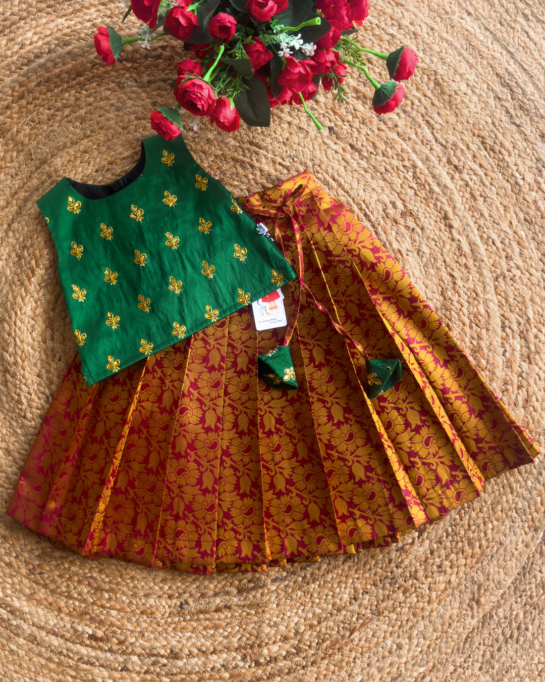 maroon bottle green lehenga choli baby girls ethnic birthday dress stone embroidered traditional lehenga choli kids festive wear girl