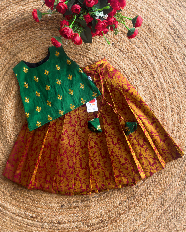 maroon bottle green lehenga choli baby girls ethnic birthday dress stone embroidered traditional lehenga choli kids festive wear girl