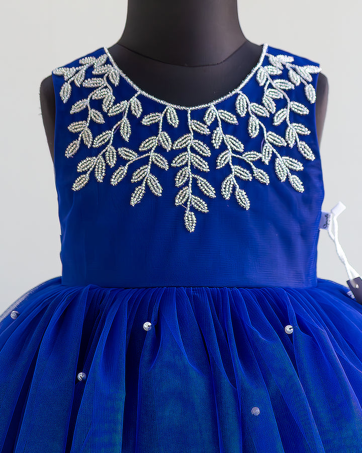 Stanwells Kids navy blue party wear tail frock for baby girl fancy dress