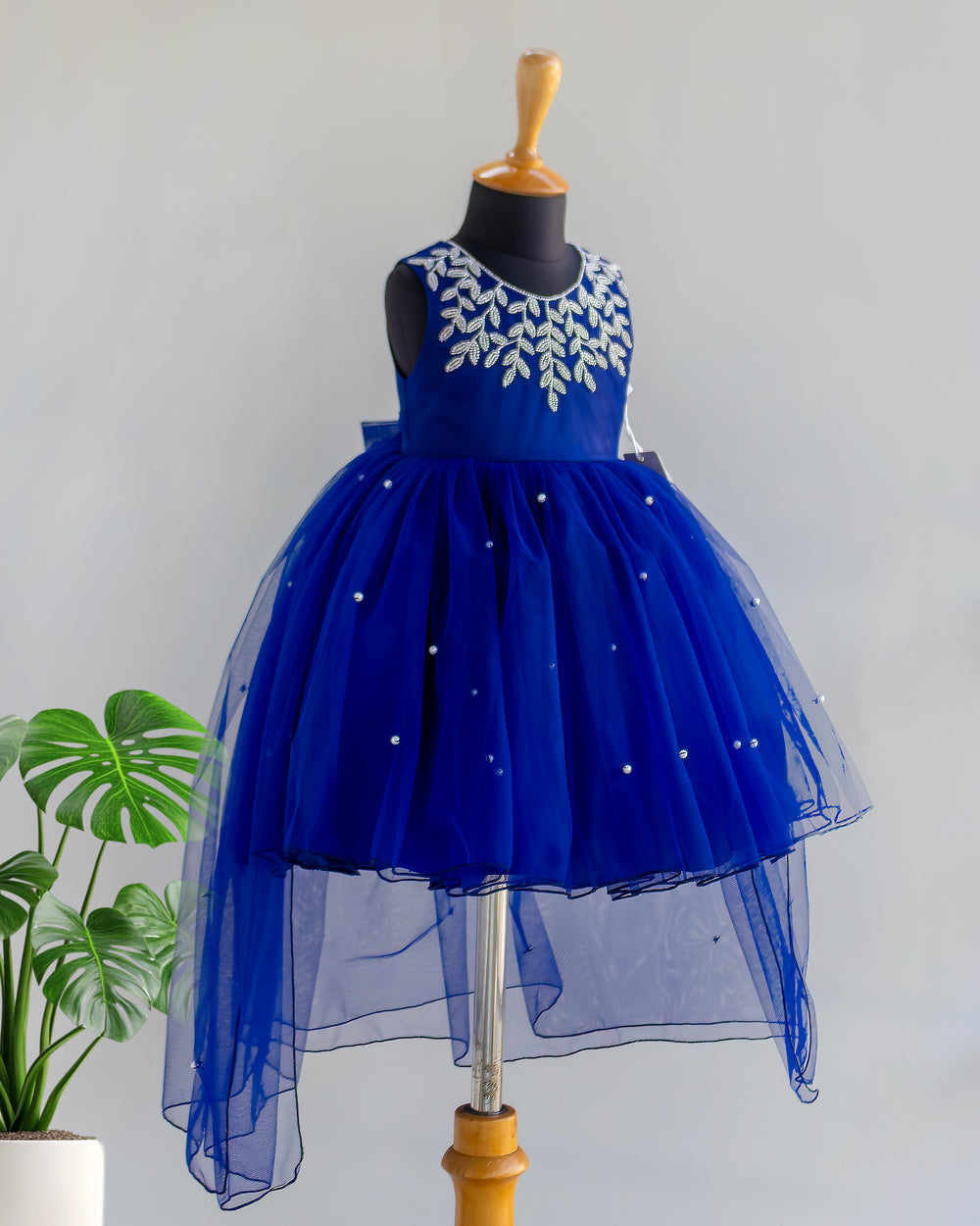Stanwells Kids navy blue party wear tail frock for baby girl fancy dress