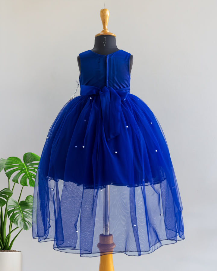 Stanwells Kids navy blue party wear tail frock for baby girl fancy dress