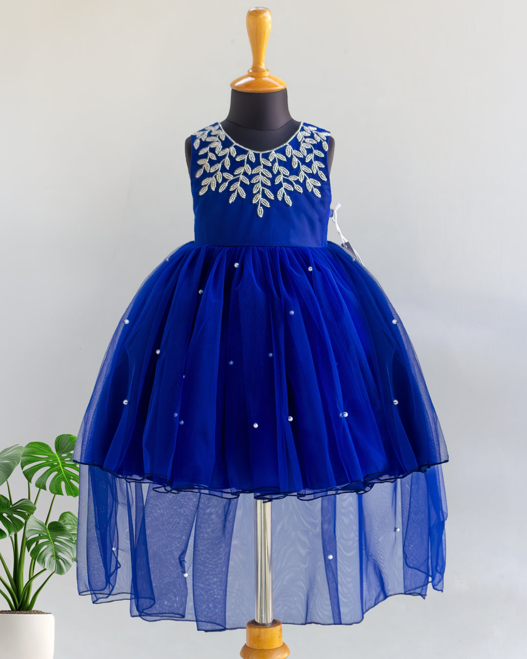 Stanwells Kids navy blue party wear tail frock for baby girl fancy dress