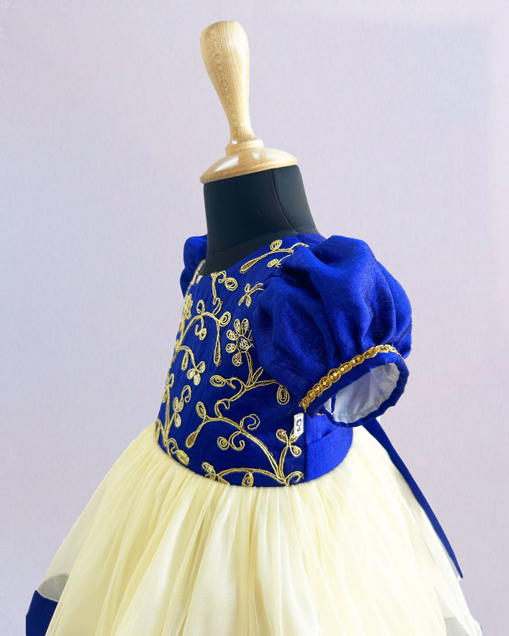 offwhite royalblue embroidery baby girls dresses kids clothing girls fashion 1-2 years 2-3 3-4 4-5 5-6 6-7 7-8 dresses