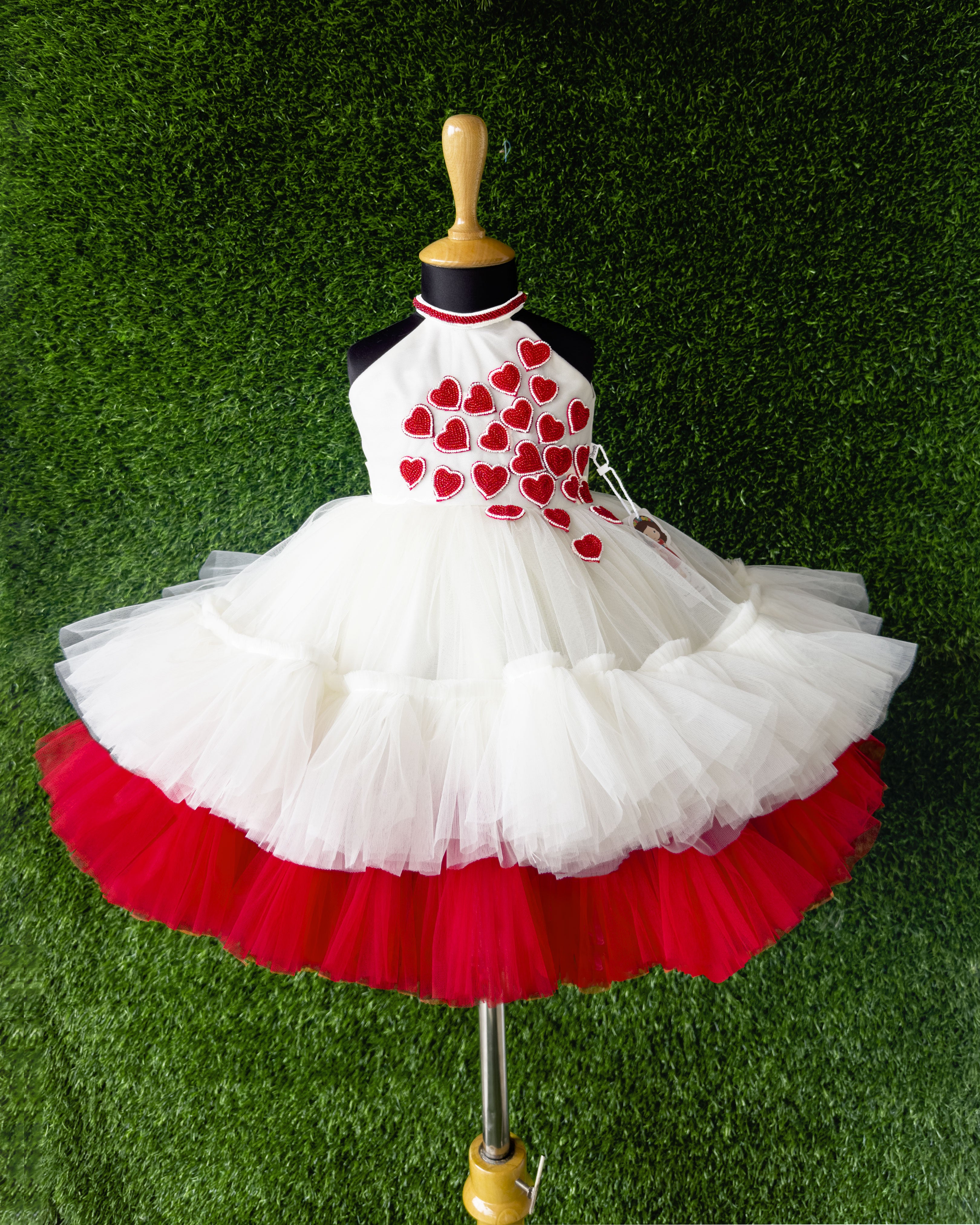 Off White Heart Shape Handwork Baby Girls Party Perfect Frock Stanwells Kids