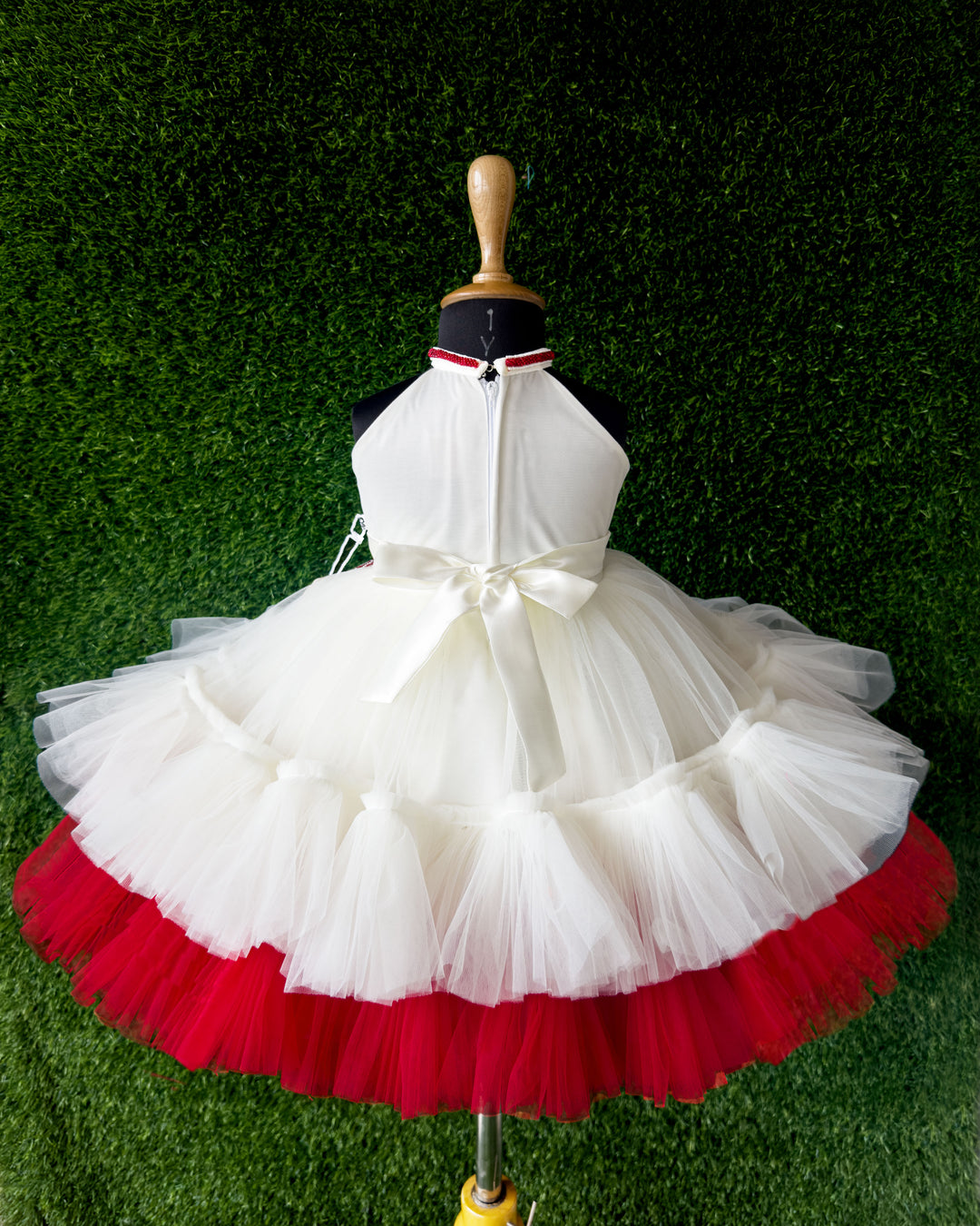 offwhite and red kids frock - back side stanwells kids