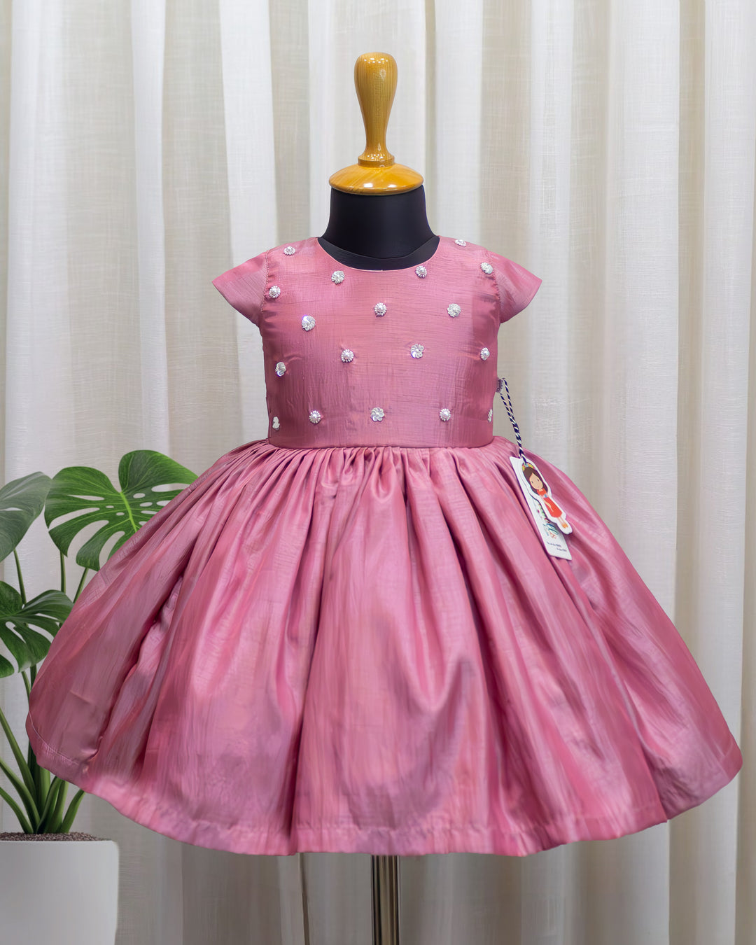 Baby girls onion pink birthday dress handwork partywear frock stylish baby girl party dress toddler birthday frock premium kids occasion dress