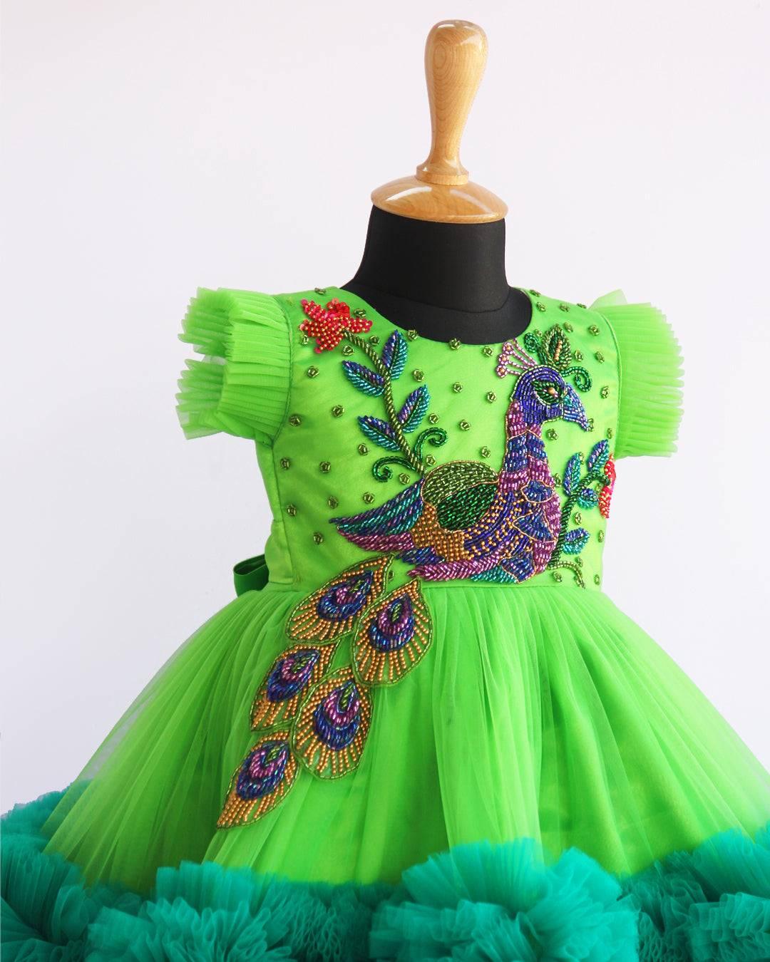 Parrot Green  Peacock Theme  Frock