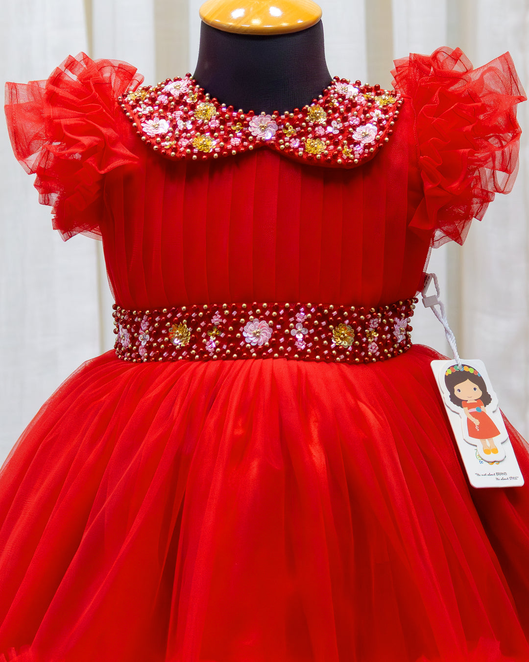 Matching red headband add-on for baby girl party frock