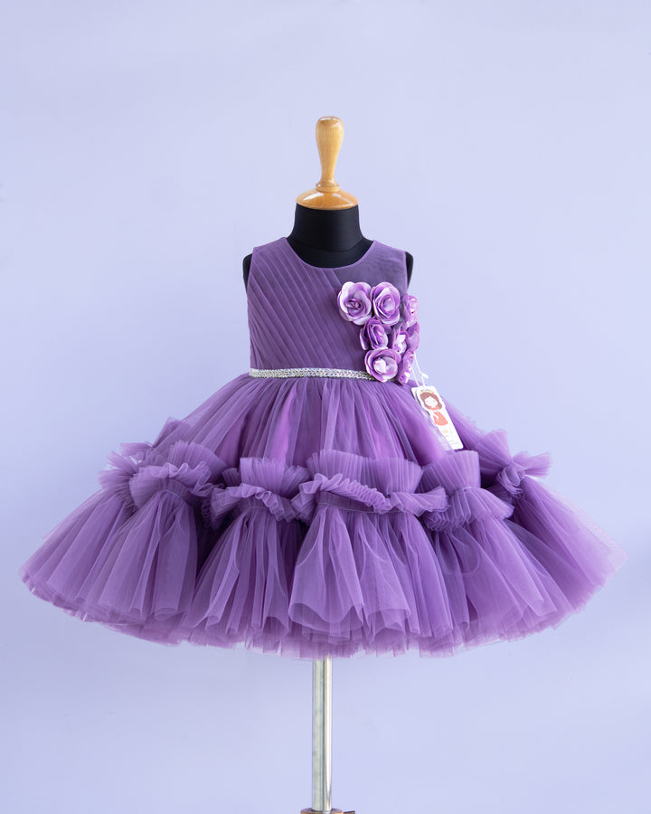 pastel lavender frock for baby girls, stanwells kids, partywear dresses for infants, birthday dresses for 1 year, kids trending dresses, flower frocks