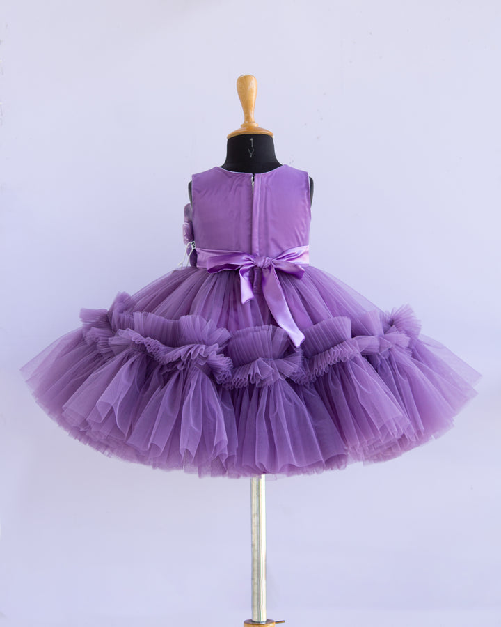 pastel lavender frock for baby girls, stanwells kids, partywear dresses for infants, birthday dresses for 1 year, kids trending dresses, flower frocks