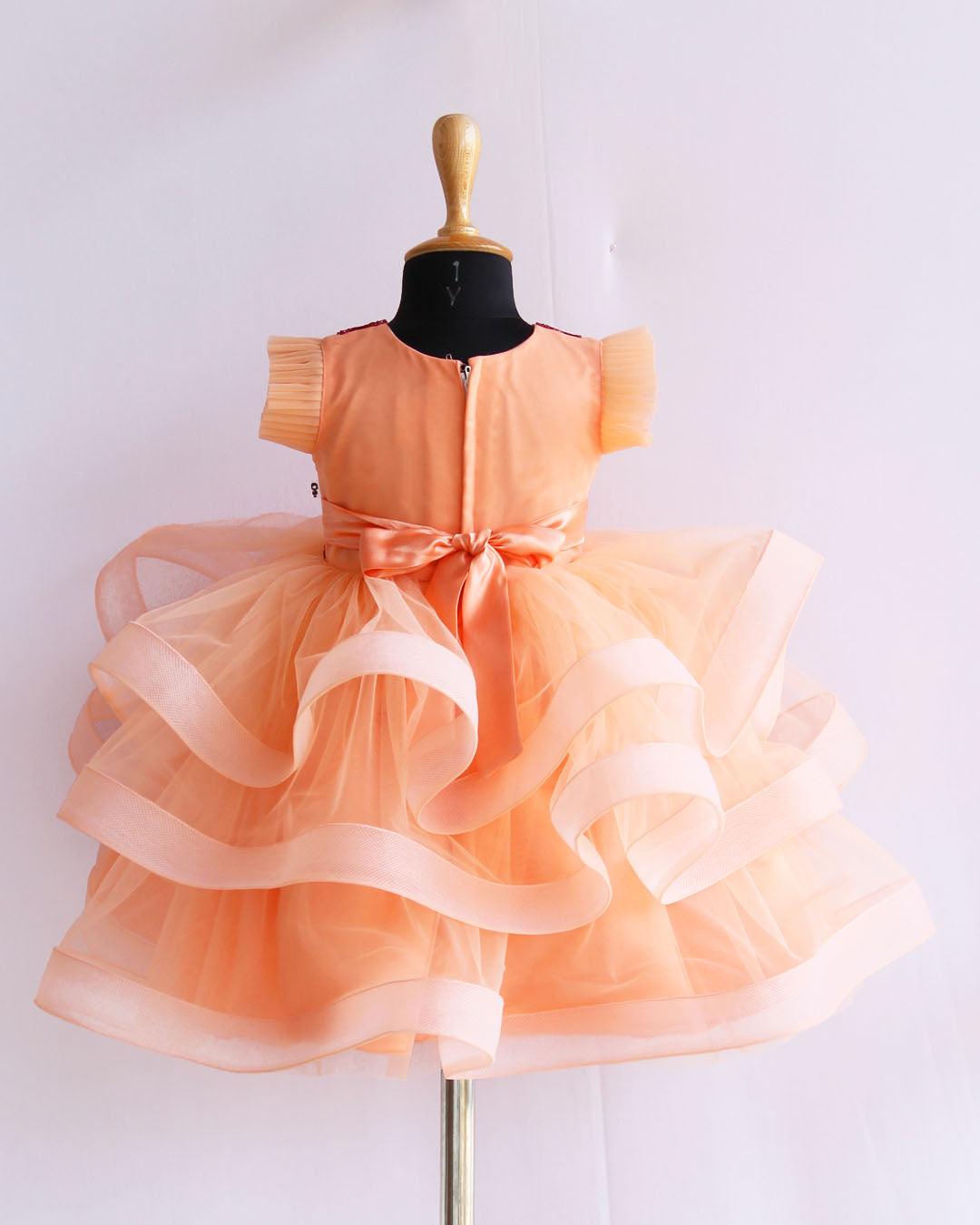 Peach colour hot sale baby frock