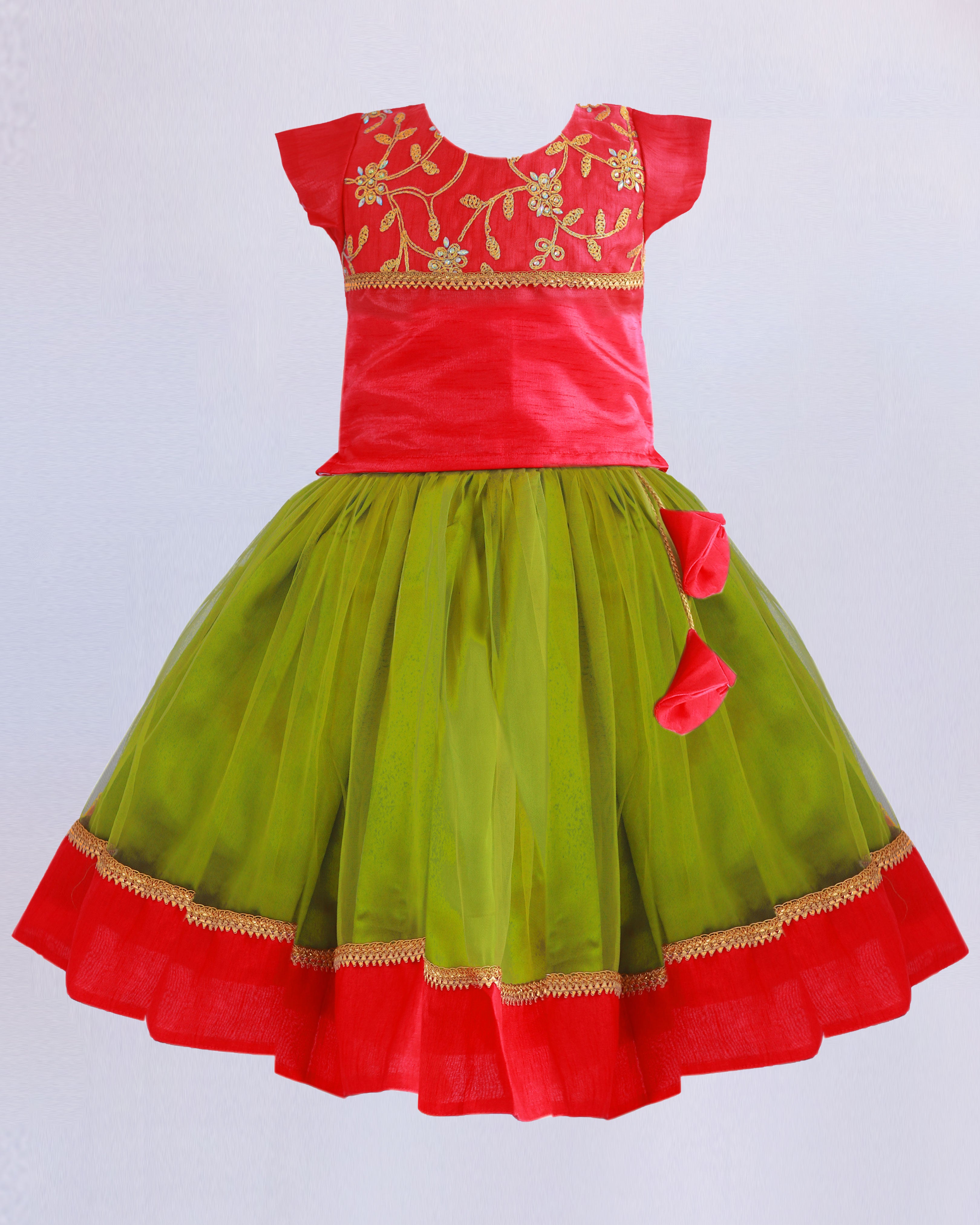 Jhanvi Lifestyle Girls Lehenga Choli Ethnic Dress For Baby Girl Printed  Lehenga Choli For Girls (Yellow and Green, Pack of 1)