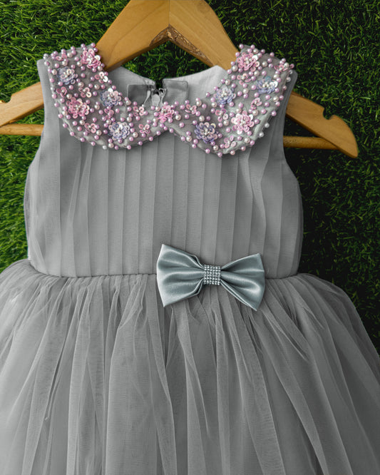 silver frock for baby girls stanwells kids peter collar birthday dresses for kids