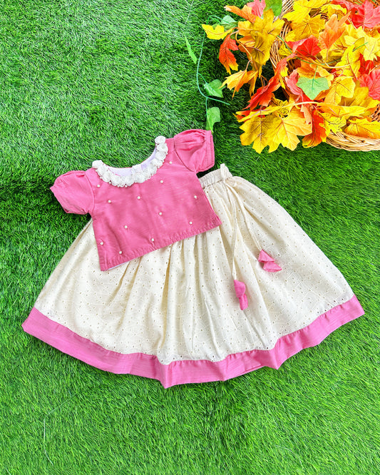 Pink cream Hakoba cotton ethnic lehenga choli for baby girl – Stanwells Kids