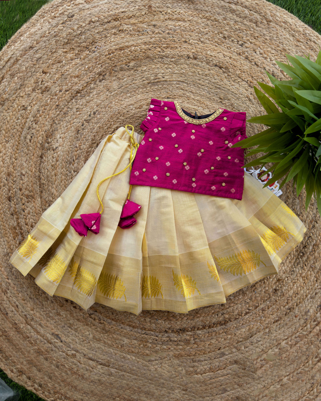 pink baby girls kerala skirt and top stanwells kids vishu special dresses online buy onam special collections girls pattu pavadai traditional kerala rasberry colour