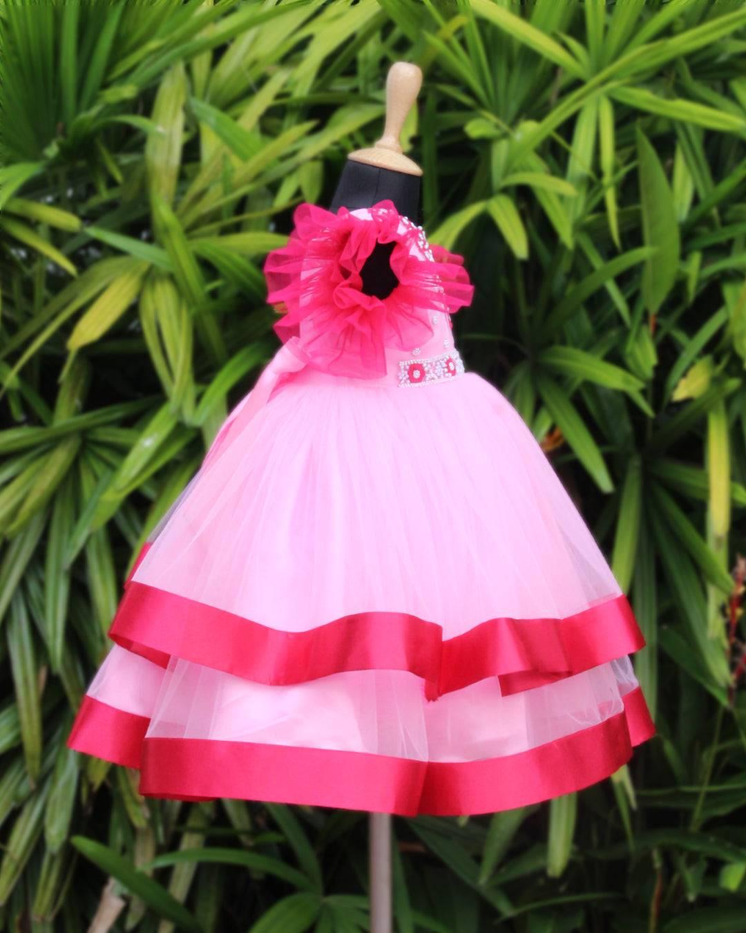 Baby pink hot sale frock design