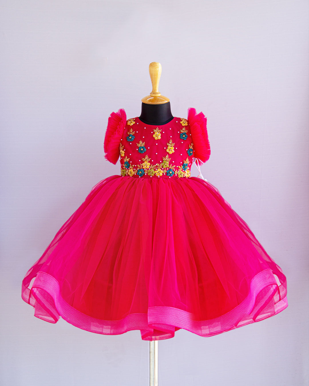 pink handwork full frock for kids - stanwells kids