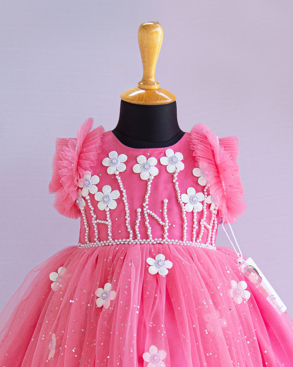peach pink glitter partywear baby girls flower frock website buy online shopping stanwells kids