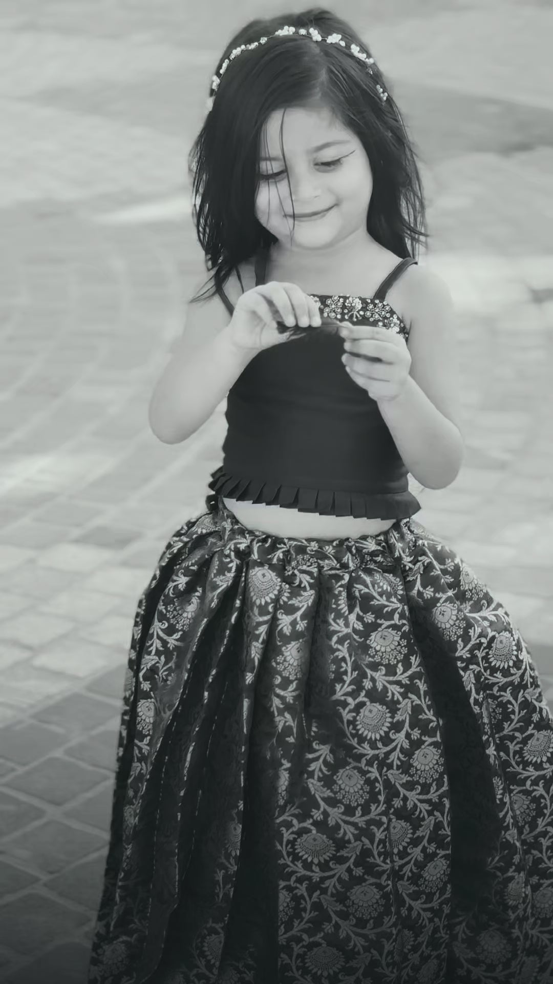 Bottle green lehenga choli for girls, Banarasi silk birthday dress, festive ethnic wear, kids traditional outfit