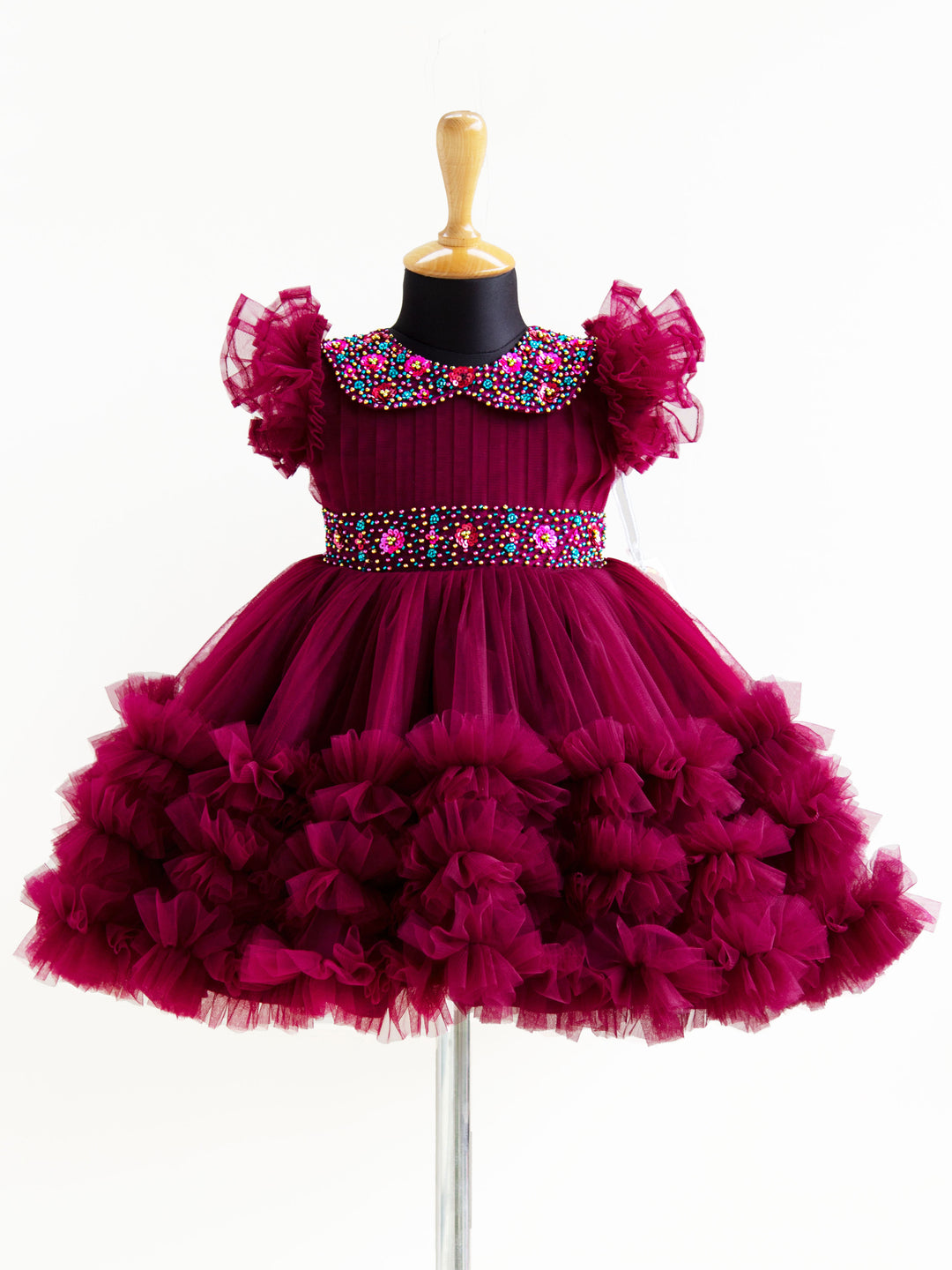 grapevine frocks | kids dresses| stanwells kids | birthday dresses kids | purple dresses handwork frocks | collar frocks