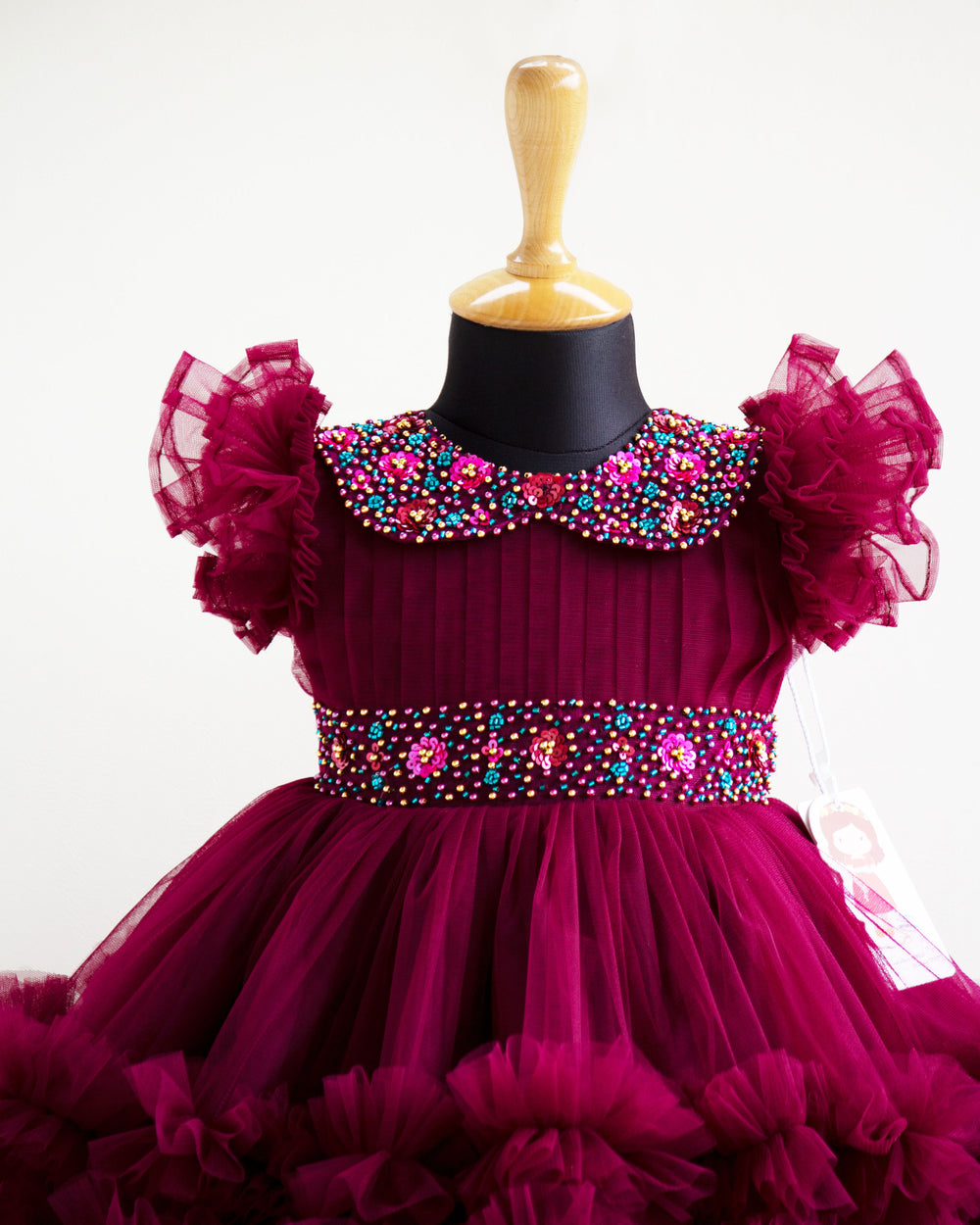 grapevine frocks | kids dresses| stanwells kids | birthday dresses kids | purple dresses handwork frocks | collar frocks