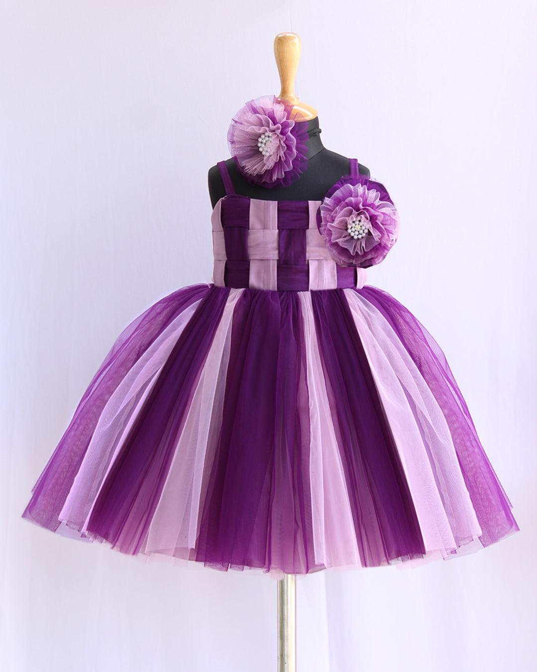 Purple & Pastel Pink Double Shade Layered Frock