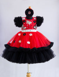Black Red Butterfly Theme Handwork Birthday Frock for Baby Girl – Stanwells Kids
