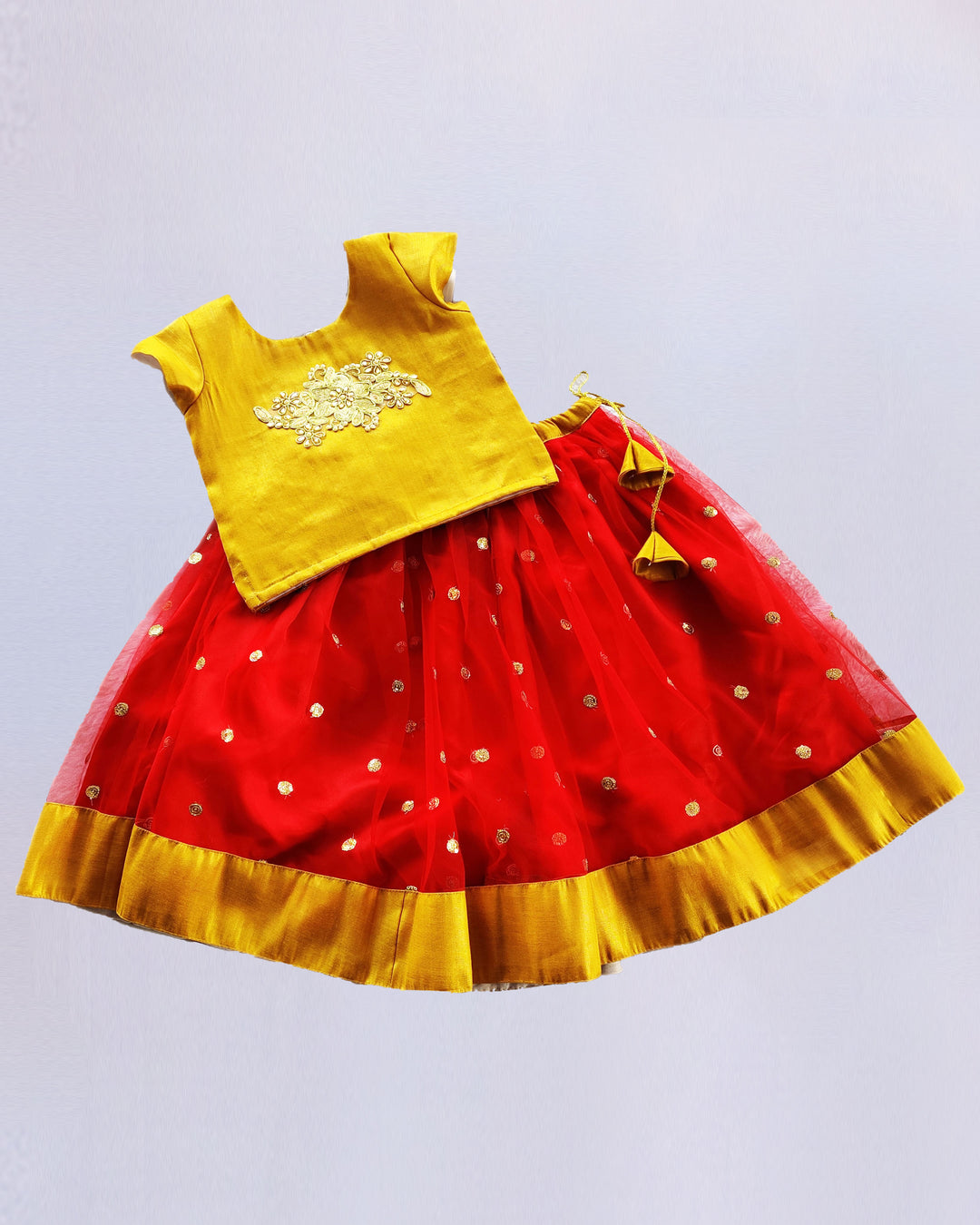 red and gold sequins embroidery baby girls lehenga choli stanwells kids