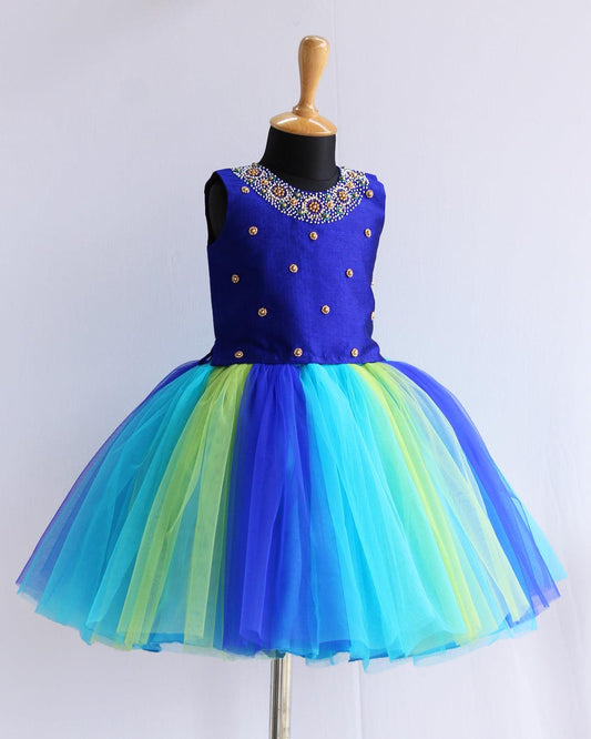 Royal blue skirt top side view baby girl – Stanwells Kids