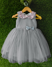 Light Grey Handwork Peter Pan Collar Birthday Frock for Baby Girl – Stanwells Kids