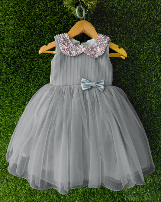 silver frock for baby girls stanwells kids peter collar birthday dresses for kids