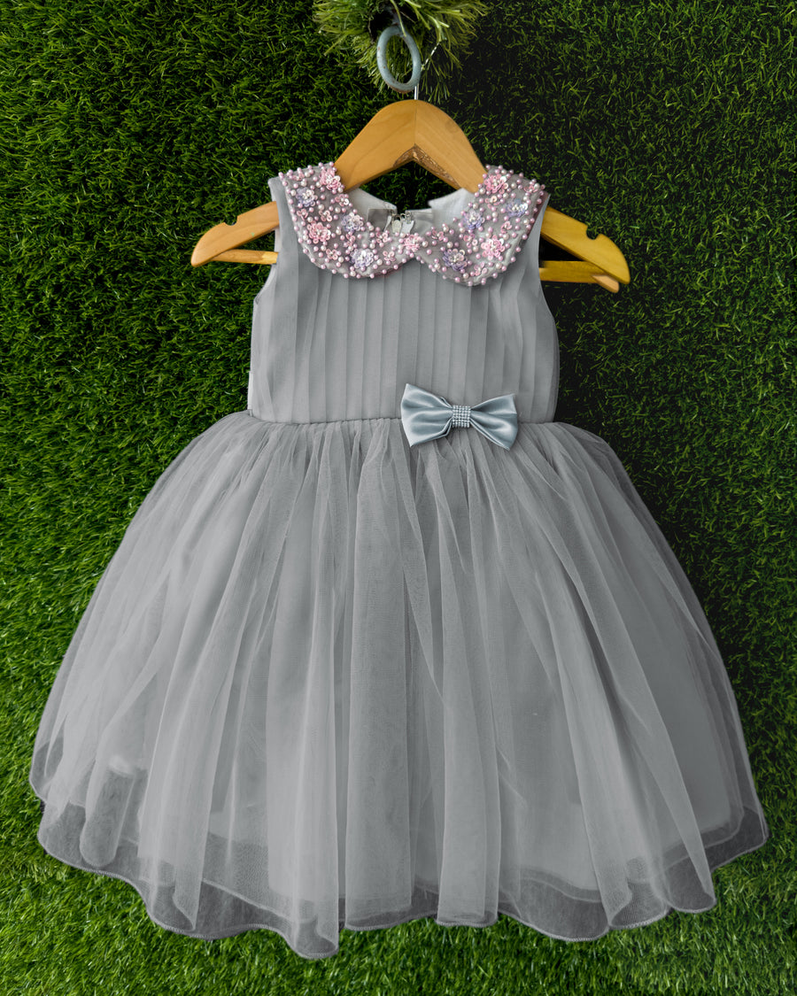Stylish Baby Girl Pink Frock Top with Embroidered Jeans Set main image 1
