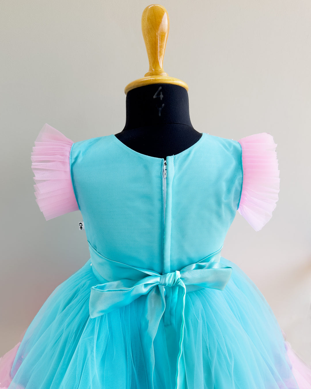 Sky Blue & Baby Pink Candy Theme Birthday Frock – Handwork Appliqué Party Dress for Baby Girls by Stanwells Kids